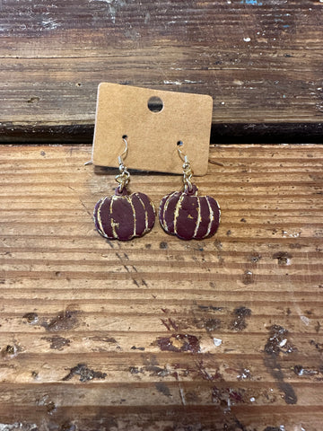 Clay pumpkin dangle earrings