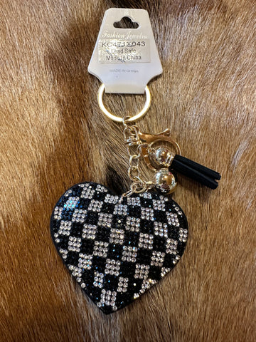 Heart checkered keychain