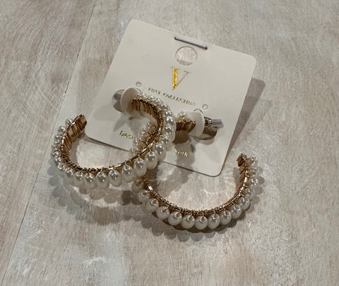 Pearl hoop earrings