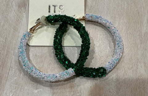 Green glitter earrings