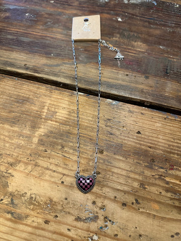 Checkered heart necklace