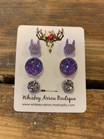 Bunny/Druzy Earring Set