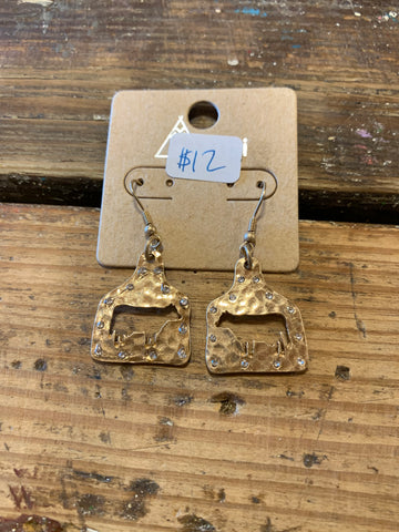 Cow tag earrings