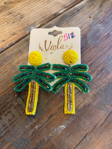 Beaded palm tree earrings