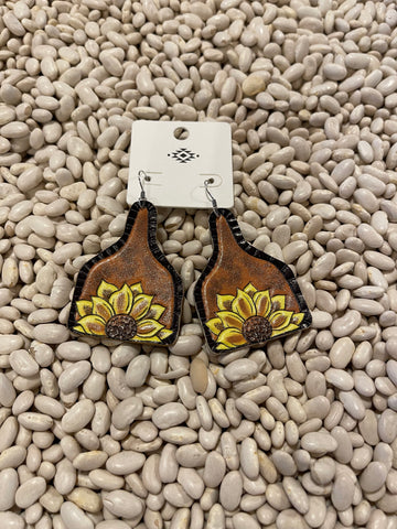 Leather ear tag earrings