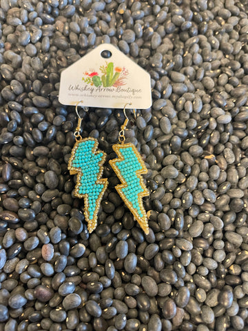 Beaded lightning bolt earrings