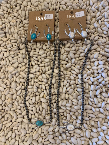 Natural Stone necklace/earring set